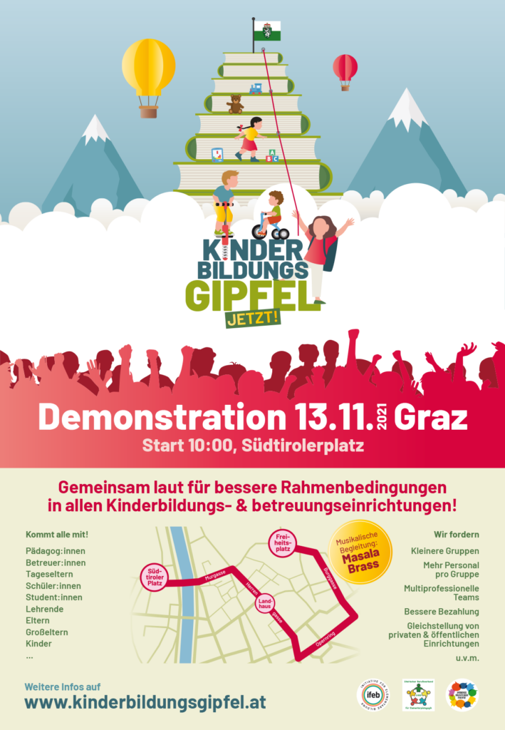 Kinderbildungsgipfel JETZT! Demonstration am 13.11.2021 in Graz