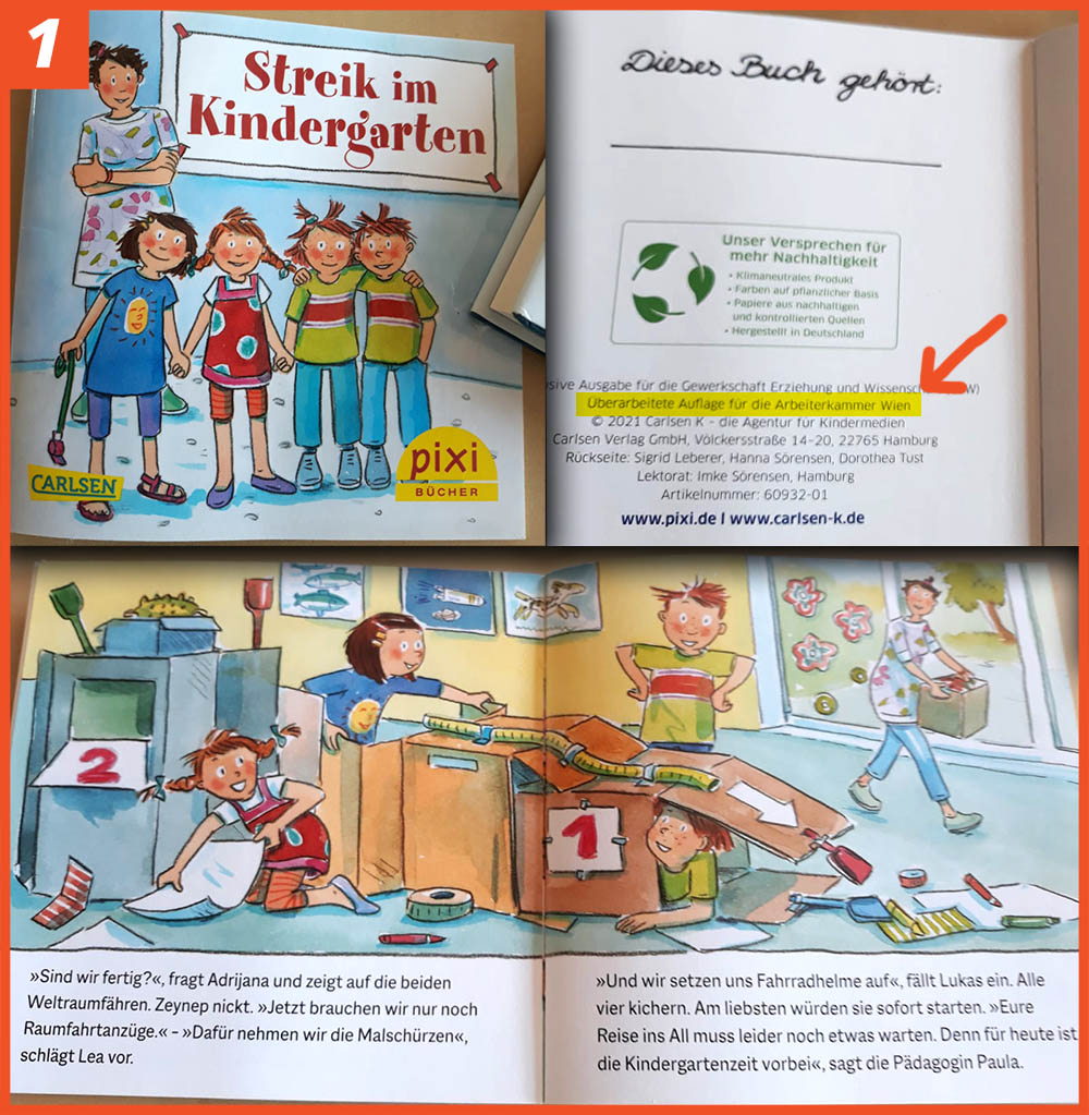 Pixibuch "Streik im Kindergarten" (AK Wien et al. 2021) - Ausschnitt 1