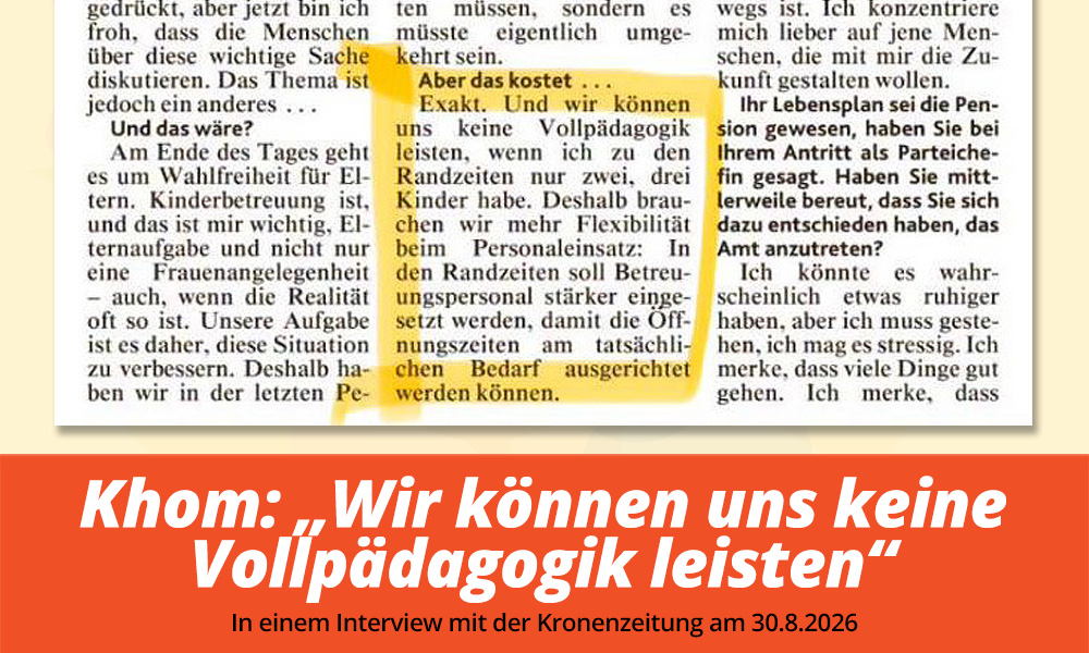 LH-Stv. Manuela Khom: "Wir können uns keine Vollpädagogik leisten" (30.8.2026)